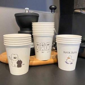 10/50pcs Simple Style Multi-Pattern Paper Cups Thickened Drinkingware Leak-Proof 250MLOutdoor Camping Office Disposable Cups