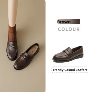 Josiny | Easy Slip-On Black Flats British Vintage Style Loafers