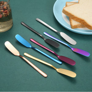 Muỗng phết bơ mứt phô mai chuyên dụng bằng inox 304 không gỉ nhiều màu cực sang chảnh - dao lấy bơ - muống dẹp quét bơ quét mứt - thìa dẹp cán dài lấy bơ - muỗng cán dài lay bo lay mut