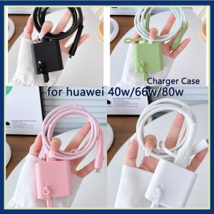 For Huawei 40W Soft silicone charger cover 140m cable protector Android USB port protector for p30 p40 nova 10 9 pro 35w 66w [cchoice]