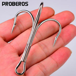PROBEROS 10pcs Super Large shark Trigeminal Hook - 4X Strong Tuna Bait Extra Big Fishing Hook Anchor hookSize 6/0-10/0# Outdoor