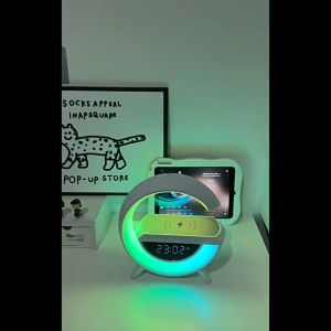 Original Smart LED night Lamp Room Bluetooth Music Desk Light Audio Desk Light 2-in-1 Mobile Phone Charging Station Music Speaker APP Controls Atmosphere Lamp Desk Lamp Alarm Clock Speaker Best Gifts