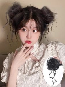 Natural Fluffy Bun Hair Wig Womens Flower Bud Dragon Beard Hair Bun Fake Hair Circle Fashion Cute Real Human Hair Material