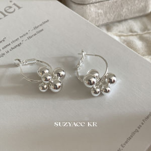 Minimalist Silver Beaded Ball Hoops Earrings Suzyacc Kr Korean Style Fashion Jewelry Womens Earrings out New Model