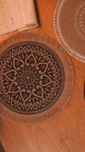 Bohemian Placemats Woven Placemats with Fringe Macrame Cotton and Linen Dining Table Insulation Mat Circular Bohemian Style Restaurant Table Mat