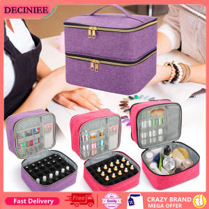 DECINIEE 30 Grids Nylon Makeup Bag Double Layer Design Handbag Manicure Bag with Handle professional nail Case Cosmetic Organizer Bag