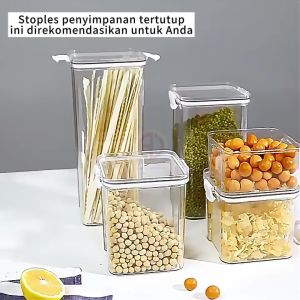 Kotak Toples Penyimpanan Makanan Sebaguna Putih Kedap Udara / Tempat Penyimpanan Cereal Toples Kotak Bening / Kontainer Kulkas Lemari Dapur Makanan Food Storage Box - Aneka Importir