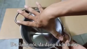 Bộ nồi inox Hilogi House 3 cái dùng được bếp từ size 24 18 16 cm chống gỉ nấu được trên bếp từ và mọi loại bếp