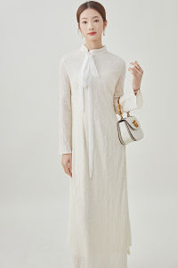 New Chinese Style Autumn Winter Tea Dress Womens Zen Artistic Fairy Atmosphere Zen Dance Zen Study Cheongsam One Piece Dress