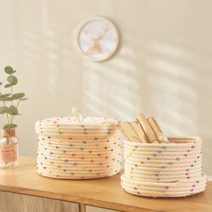 Colorful Dot Woven Storage Basket