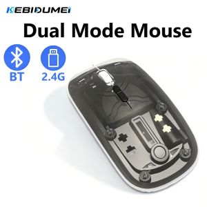 Kebidumei | KEBIDUMEI Transparent Wireless Mouse Dual Mode 2.4G BT Rechargeable Gaming Mouse DPI Adjustable Silent Office Mice for Laptop PC