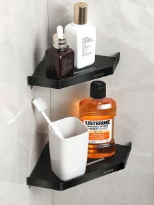 304 Stainless Steel Small Size Punch-Free Bathroom Storage Rack Shower Room Bathroom Corner Corner Tripod