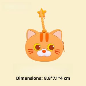 Cute Cat Coin Purse for Girls Fun Hanging Rope Earphone Storage Bag Childrens Backpack Crossbody Zipper Closure Silicone Material