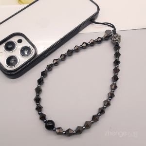 Hrgo Skull Crystal Beads Mobile Phone Chain Short Style Travel Outdoors Anti-Loss Wristlet Lanyard Womens New Product