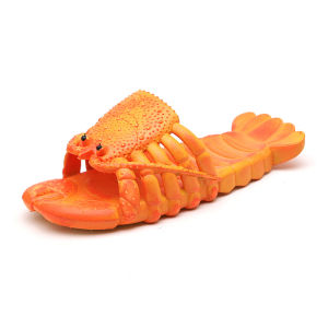 A Family of Three Creative Crayfish Tail Slippers Men and Women Couple Beach Parent-Child Funny Personality Sandals Trendy Summer