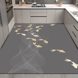 Silica Clay Kitchen Mat Customizable Anti-Slip Water And Oil Absorbent Easy to Clean Modern Simple Style Geometric Pattern