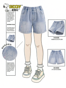 Snoopy | Quần Short Jeans Mùa Hè Thời Trang Cho Bé Gái