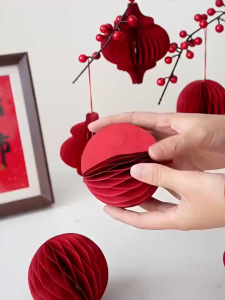 Đèn Lồng Tổ Ong Đỏ Trang Trí Tết Noel Lễ hội Dễ Treo Lồng Đèn Có Nhiều Hình Dạng