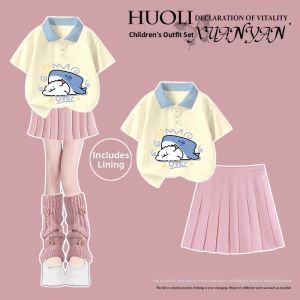 Bộ Áo Polo và Chân Váy Mới Bằng Cotton cho Bé Gái mùa Hè