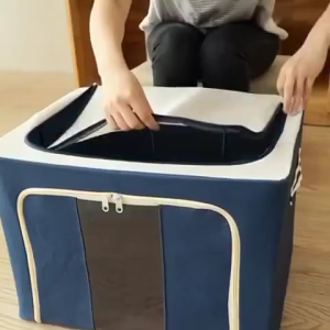 Kotak lipat penyimpanan pakaian serbaguna 66L / Kotak penyimpanan oxford storage lipat 66L / oxford Kotak penyimpanan baju lipat box tempat pakaian zipper organizer frame baja