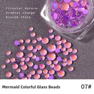 Candy Colored Mermaid Fantasy round Glass Crystal Beads Mixed Macaron Nail Decoration Diamonds Nail Art Accessories