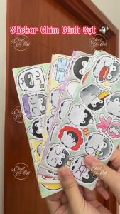 Combo 100 sticker chim cánh cụt dễ thương decal nhãn dán trang trí