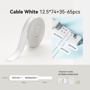 Niimbot Waterproof Cable Wire Label Stickers Paper Rolls Compatible With D110 D110M D11 D11H D101 H11 Label PrintersWhite Color