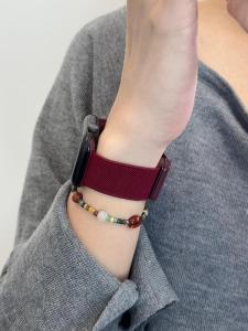 Pure Color Nylon Magnetic Buckle Flat Pattern Apple Watch Band Compatible with S9 Iwatch 10 Band for Smartwatch Bracelet