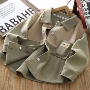 Stylish Color Block Boys Jacket Spring Autumn Casual Childrens Wear Trendy Outfit Middle Large Childrens Fashionable Shirt