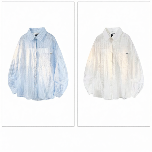 izzue | Áo Sọc Tay Dài Chất liệu Rayon Thời Trang