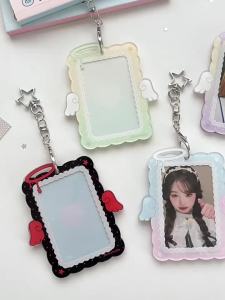 Two Tone Angel Wings Photocard Holder Acrylic Hard Case Angel Card ID Card Protector Sleeve