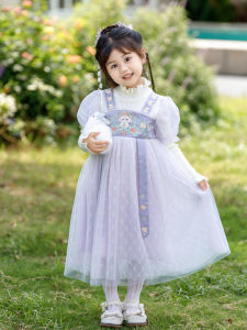 Princess Style Girls Dress Children Hanfu Autumn Winter New Style Little Girl Sweater Skirt Super Fairy Roupou Princess Dress