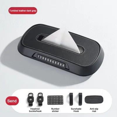 Leather Car Tissue Box Car Sun Visor Type Hanging Container Paper Towel Holder Paper Rack Organizer Storage Bag Phone Number