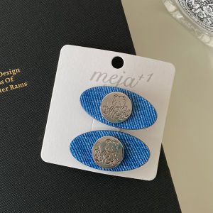 Sweet Cool Denim Hair Clips Set of 2 Pearls Butterfly Knot Hair Accessories for Side Bun Hairstyles and Frontal Hairclips