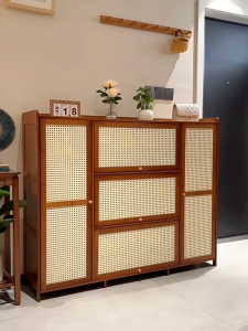 【Lifetime Warranty】Bamboo Shoe Cabinet Breathable Door Large capacity Shoe Rack Cabinets Shoe cabinet rganizer Lockers