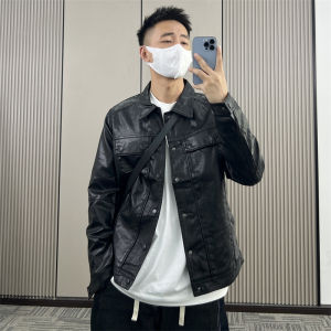 Slim Fit Soft Leather Jacket Mens 2024 New Spring Autumn High End American Style Motorcycle Trendy Brand Outerwear