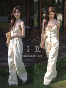 XUECAIQI | Slimming Fashionable Korean-style Vest and Bib Pants Set