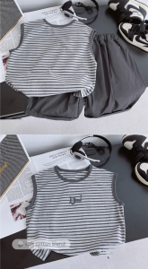 Boys clothes suits 0-5-year-old Little boy comfortable summer high quality Two-piece set Sleeveless T-shirt+baggy pants baju budak perempuan