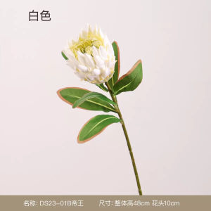 Modern Minimalist Artificial Flowers Fig Leaf Pink King Protea Living Room Coffee Table Decor Sample Room Fake Flowers