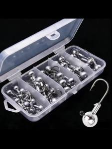 40pcs Fishing Jig Heads Set with Hooks BoxSize for 1/8oz3/16oz1/4oz3/8ozFishing Soft Lures Hooks for Crappie Bass Trout