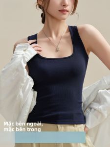 Miiow | Cat Woman Cotton Thread Strap Vest Sleeveless Square Collar Womens Fashion Versatile Base Layer Tank Top Outdoor Wear
