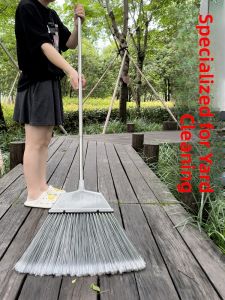 Large Broom for Courtyard Outdoor Hard Bristle Extended Household Sweeping Tool Durable Plastic Material for Balcony/Courtyard