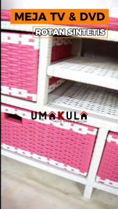 Lemari Rak Rotan Sintetis 4 Laci Buffet Bufet Meja TV 43 inci Ruang Tamu Minimalis Modern Terbaru