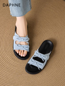 Daphne | Open Toe Blue Womens Sandals Thick Bottom Easy On Slippers