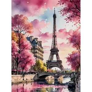 Paint By Numbers Eiffel Tower City Scenery Paintings on Number Crafts Supplies Adults Handiwork Oil Decoration Home