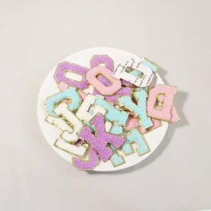 8Pcs/Lot Pink Series Letter Patches Embroidery Alphabet Self-adhesive Patch DIY Bags Crafts Clothing Sewing Appliques Supplies