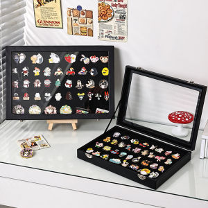 Metal Badge Display Frame Award Medal Storage Box Simple Style Transparent Visual Desktop Organizer Rectangle Chest Pin Case