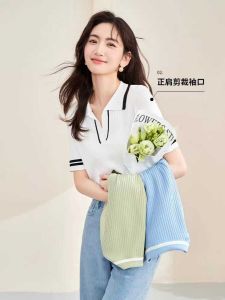 Áo Thun Polo Tay Ngắn Ice Silk Thời Trang Cho Nữ Mùa Hè 2024 Thiết Kế Mới Cổ Polo Cơ Bản Chất Liệu Cotton Pha Trộn Polyester