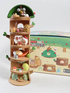 Japanese Style Corner Cat Fried Shrimp Stump House Doll Ornaments Jenga Landscape Blind Box Internet Celebrity Biological Hand-Made Model