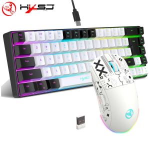 HXSJ | Combo Bàn Phím Và Chuột Chơi Game HXSJ 60% Có Đèn Nền RGB Bàn Phím Màng 68 Phím Chuột Không Dây 3 Chế Độ Dành Cho Laptop PC Mac